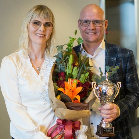 Heiðurshjónin Kristín Gunnarsdóttir og Jón Bragi Ólafsson hlutu nafnbótina félagi ársins.